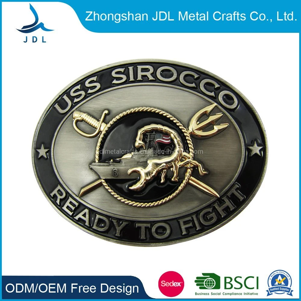 Promotional Custom Fashion Accessories USA Sirocco Ready to Fight Metal Belt Buckles with Enamel (belt-055)