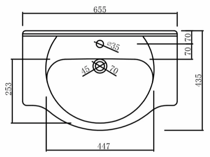 El cuarto de baño de la vanidad de disipador de la cuenca de la unidad de Suelo de 650mm solo toque el agujero blanco mate