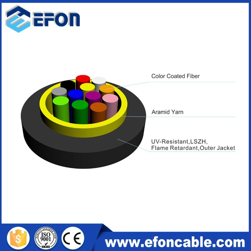 FTTH Indoor 12 Core Distribution Tight Buffer Fiber Optical Cable