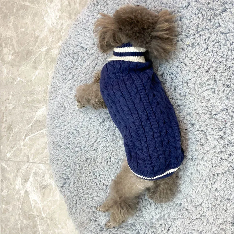 Hot Fashion Acrylic Fabric Solid Color Tricolor Knit Dog Sweater