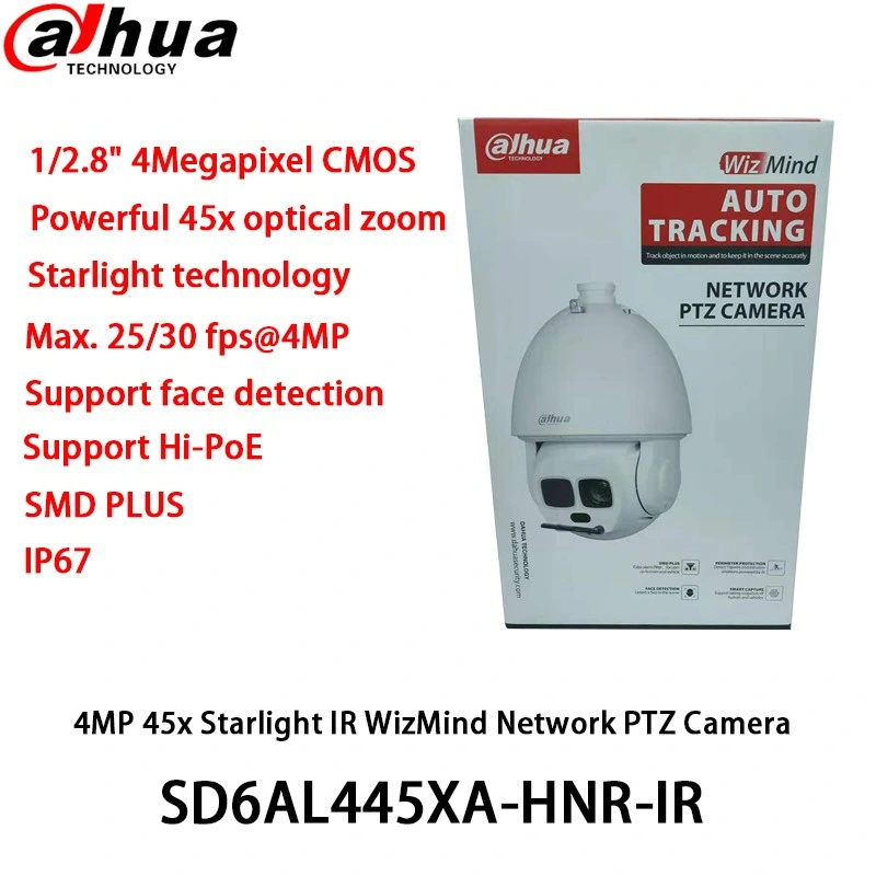 Dahua SD6AL445xa-Hnr-IR 4MP 45X Starlight IR Rede Wizmind Câmara PTZ Hi-Poe Suporte o controlo automático do sistema de limpeza