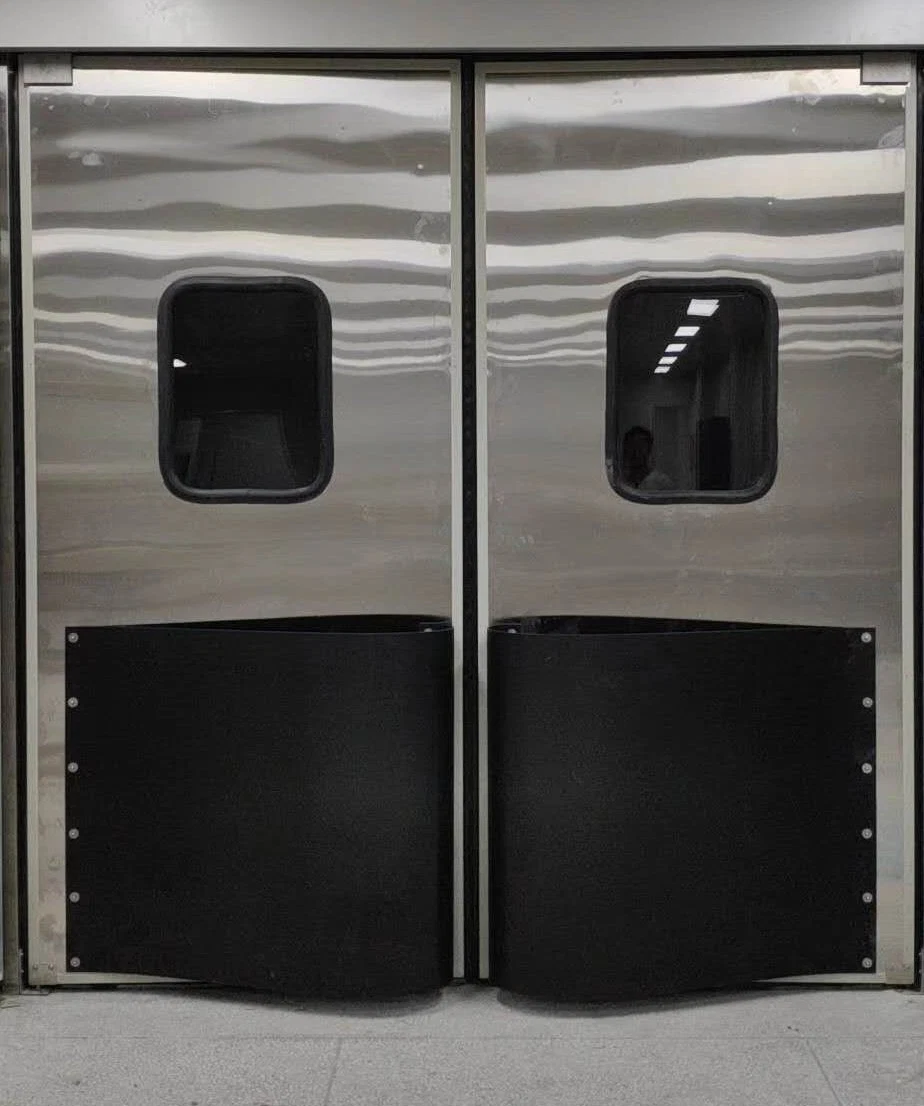 Industrial Interior Free Entry Stainless Steel Metal Impact Bumper Crash Collision Swing Collision Airtight Traffic Door