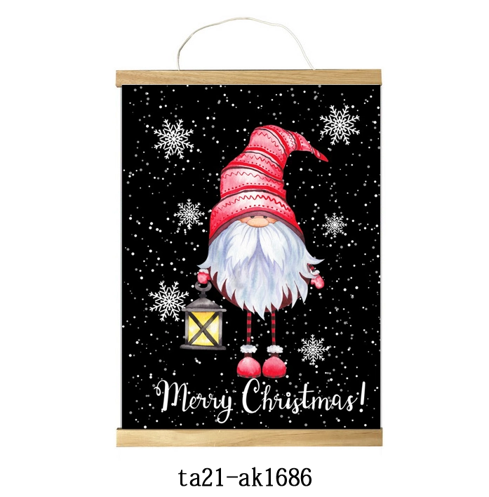 Christmas Elf with Kerosene Lamp in Snow Poster Print Hanging Scroll