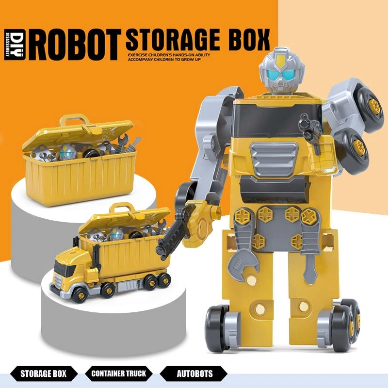 Kids Storage Box Screw Assembly DIY Plastic Deformation Robot Car Truck Toy