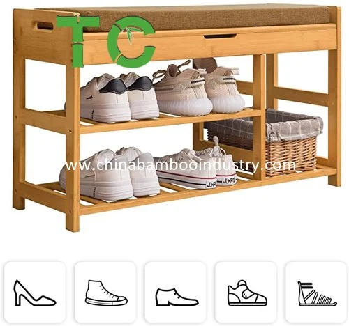 Wholesale/Supplier Bamboo Hallway Shoe Bench Shoe Storage Bench Wooden Change Shoe Stool