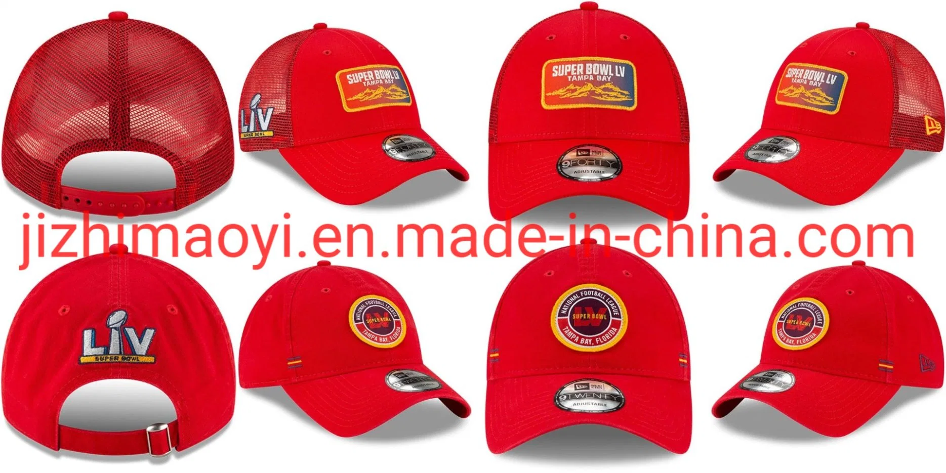Wholesale Men's  Red Super Bowl LV Circle Patch Adjustable Snapback Hat Cap