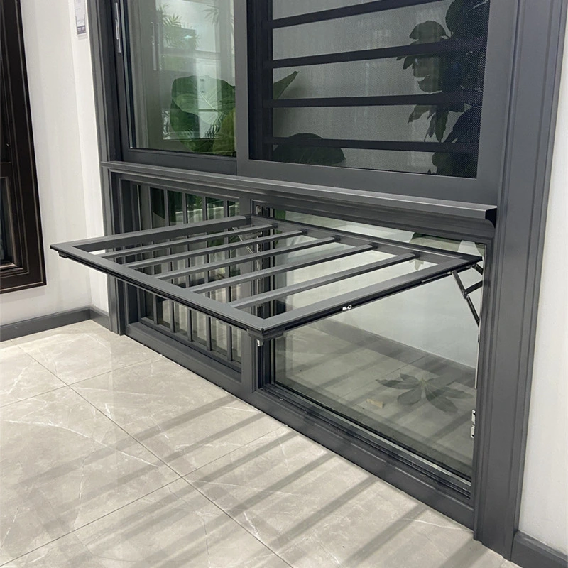 Stainless Mesh Aluminum Slide Windows Double Insulation Clear Glass 5mm+15A+5mm Laminated Glass 304# Mosquito Net 4 Panels Aluminium Sliding Window