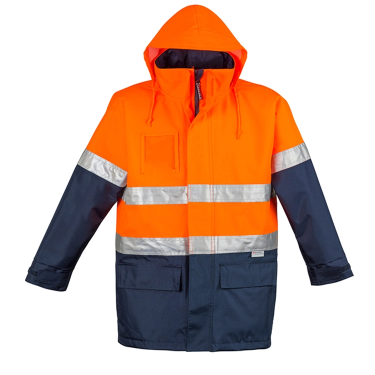 Segurança reflexivo impermeável ao ar livre Blusa com capuz Ajustável Raincoat Hi Vis jaqueta de vestuário de segurança