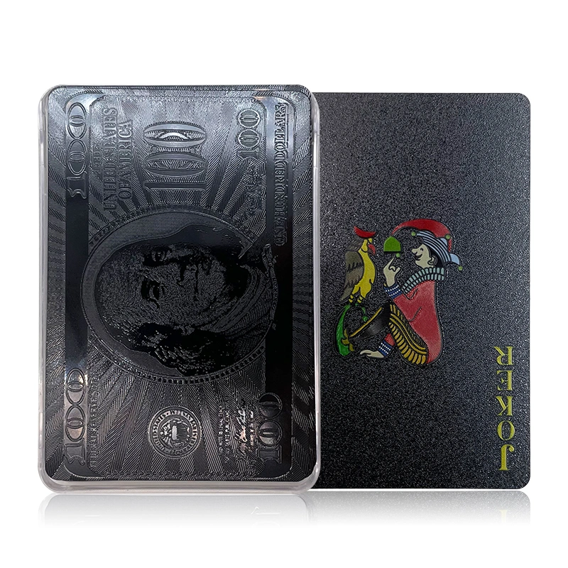 Hot Sale U. S. Dollar Customized Playing Cards Eco-Friendly Full Black Color Printing Customized Poker Card