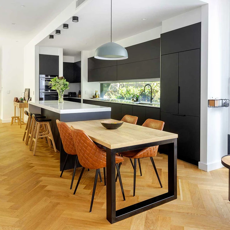 Elektronische Küchenmöbel Erweiterbare Küche Insel Matt Schwarz Moderne Küche