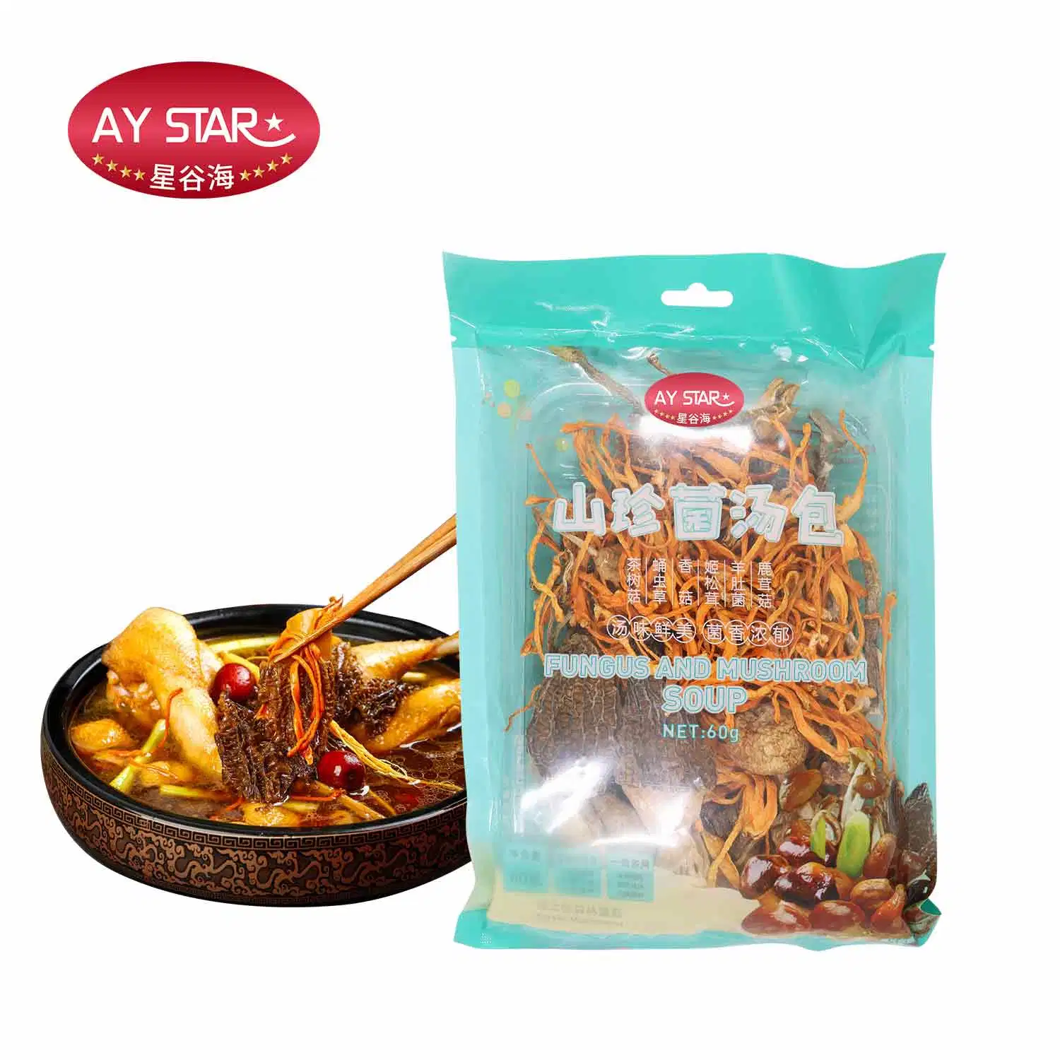 Chinese Mixed Different Dried Fungus Mushroom Combinations Soup Bag