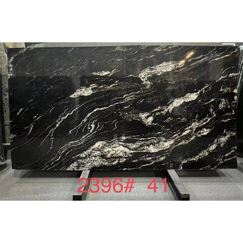 Starry Sky Black Stone Marble Classic Mobiliario de mesa de comedor / Polished Big Losas