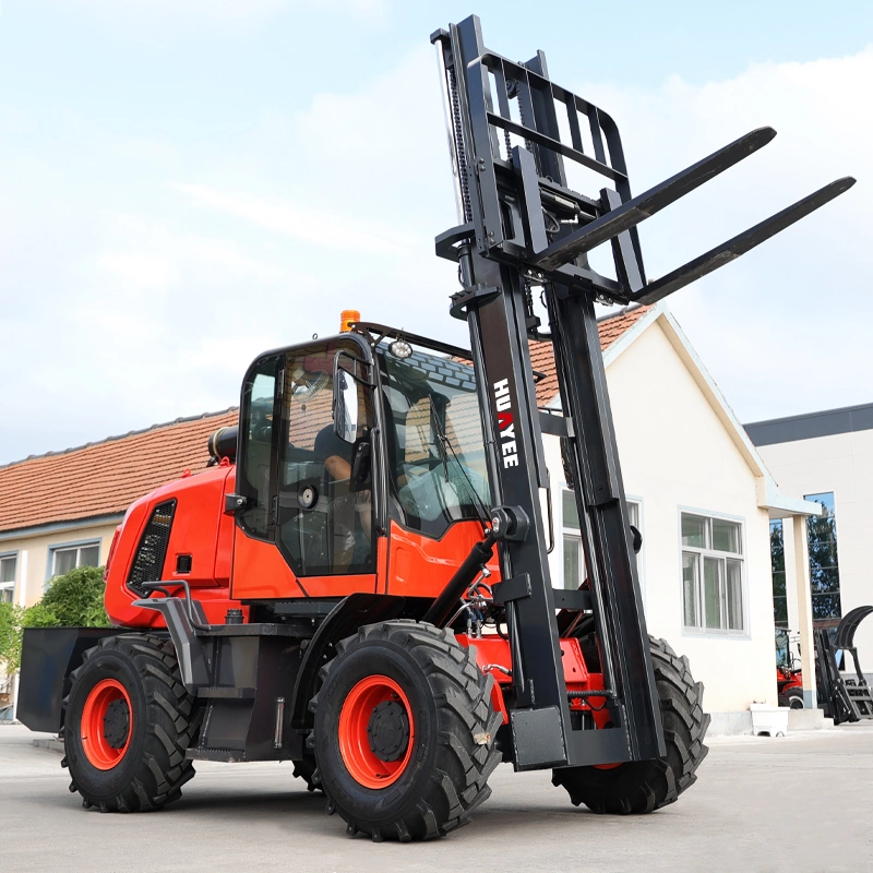 Carro elevador de terreno acidentado de 2,5 toneladas e 3,5 toneladas com 3t de 2,5 t de altura Carro elevador hidráulico todo-o-terreno 4X4 para utilização no Exterior em estrada