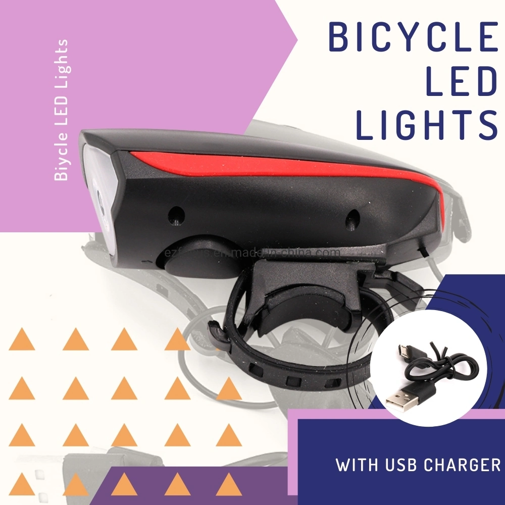2 en 1 LED de luz de bicicleta eléctrica Bell Trembler zumbadores de bocina de la luz de bicicleta de ciclismo, ciclismo de los faros Wyz14473