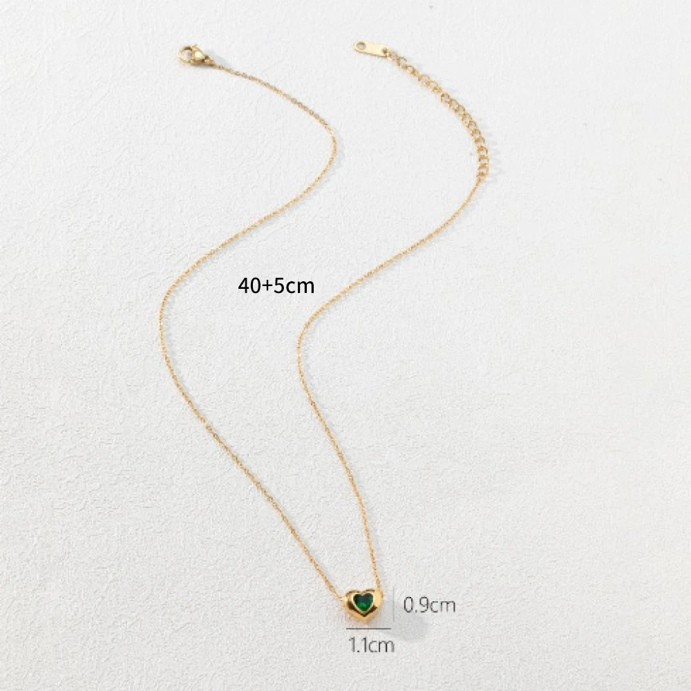Fashion Jewelry Women Cubic Zirconia 18K Gold Plated Stainless Steel Dainty Heart Necklace