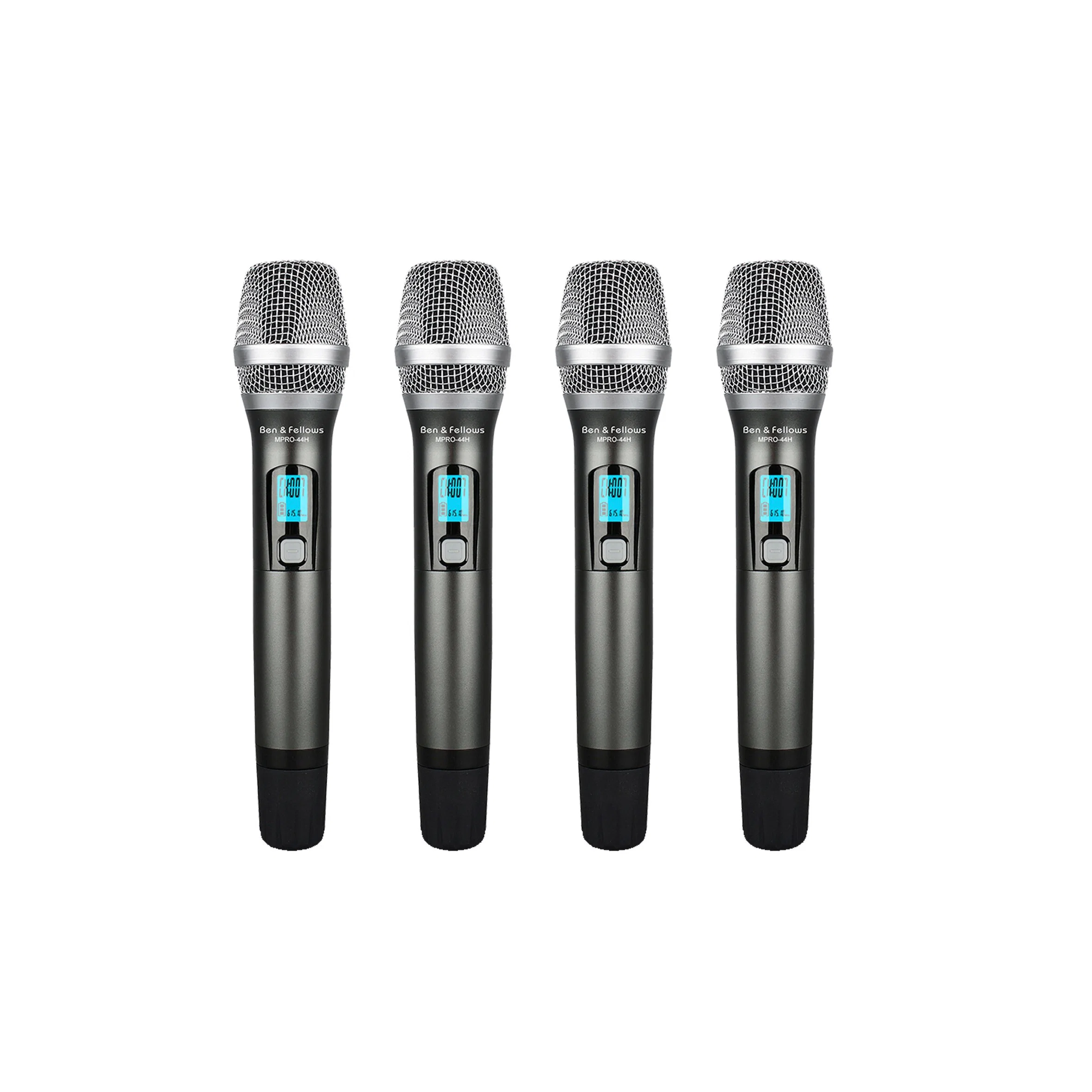 4 Channel UHF Wireless Cardioid Dynamic Vocal Micrfono Studio Recording Equipment Metal Microphone