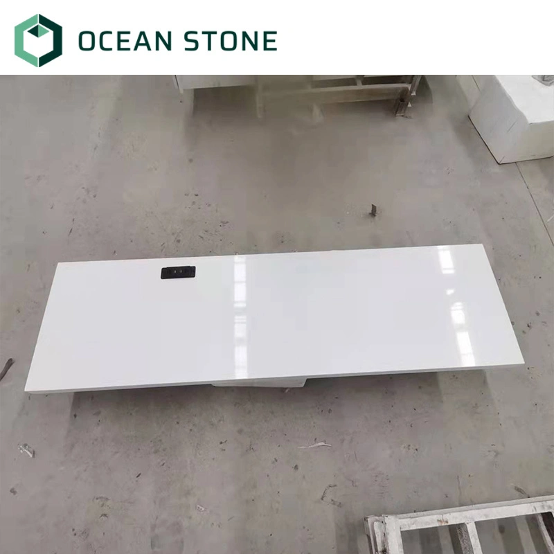 Pure White Quartz for The Hotel Furniture Stone Desk Top