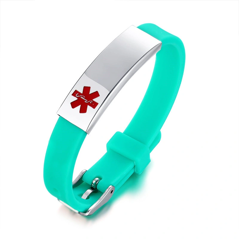 Gravure silicone Medical Alert ID Bracelet bracelet d'urgence pour hommes