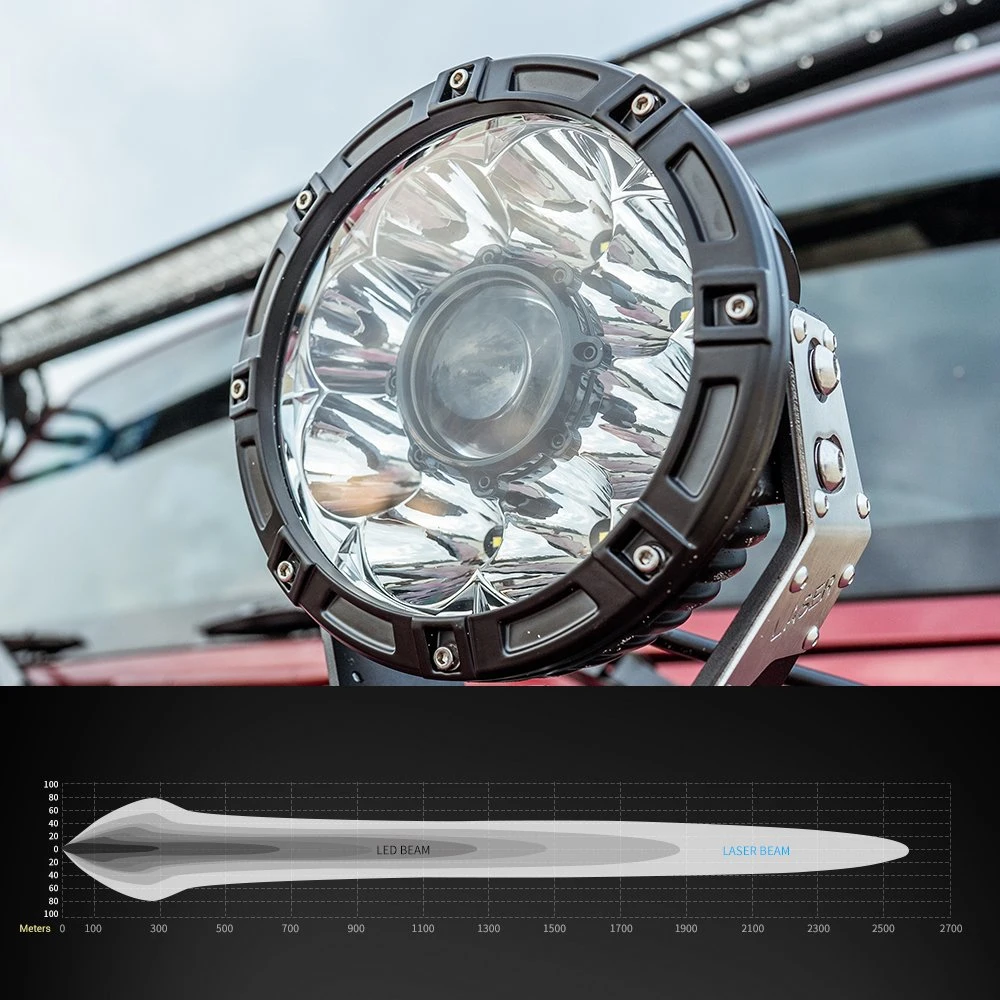 1000 metros de distância de iluminação Motociclo Jipe 4X4 LED off-road estrada acendem a Luz de Trabalho de 7 polegadas de altura do farol baixo da luz laser de LED