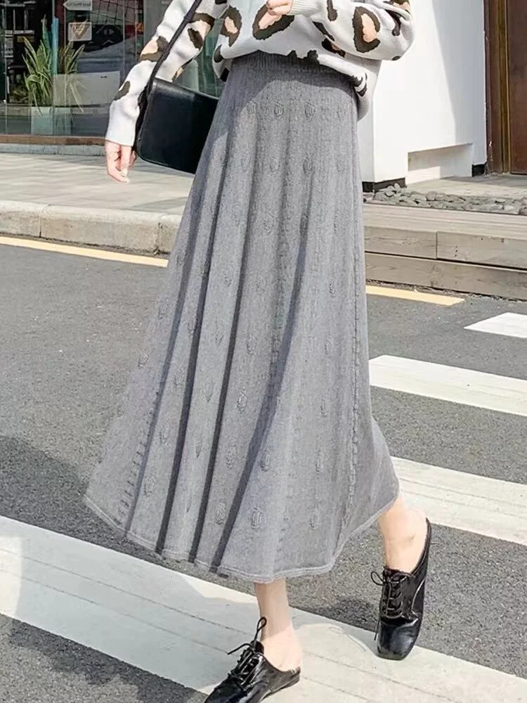 Woolen Women's A-Line Knitted Skirt Female 2023 Spring New Winter Sweater High Waist MID-Length Skirt Wholesale/Supplier