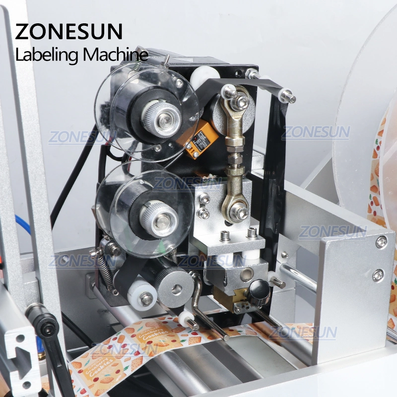 Zonesun Tb-190 Wine Double Side Sticker Round Bottle Water Semi Automatic Digital Bottle Labeling Printing Machine