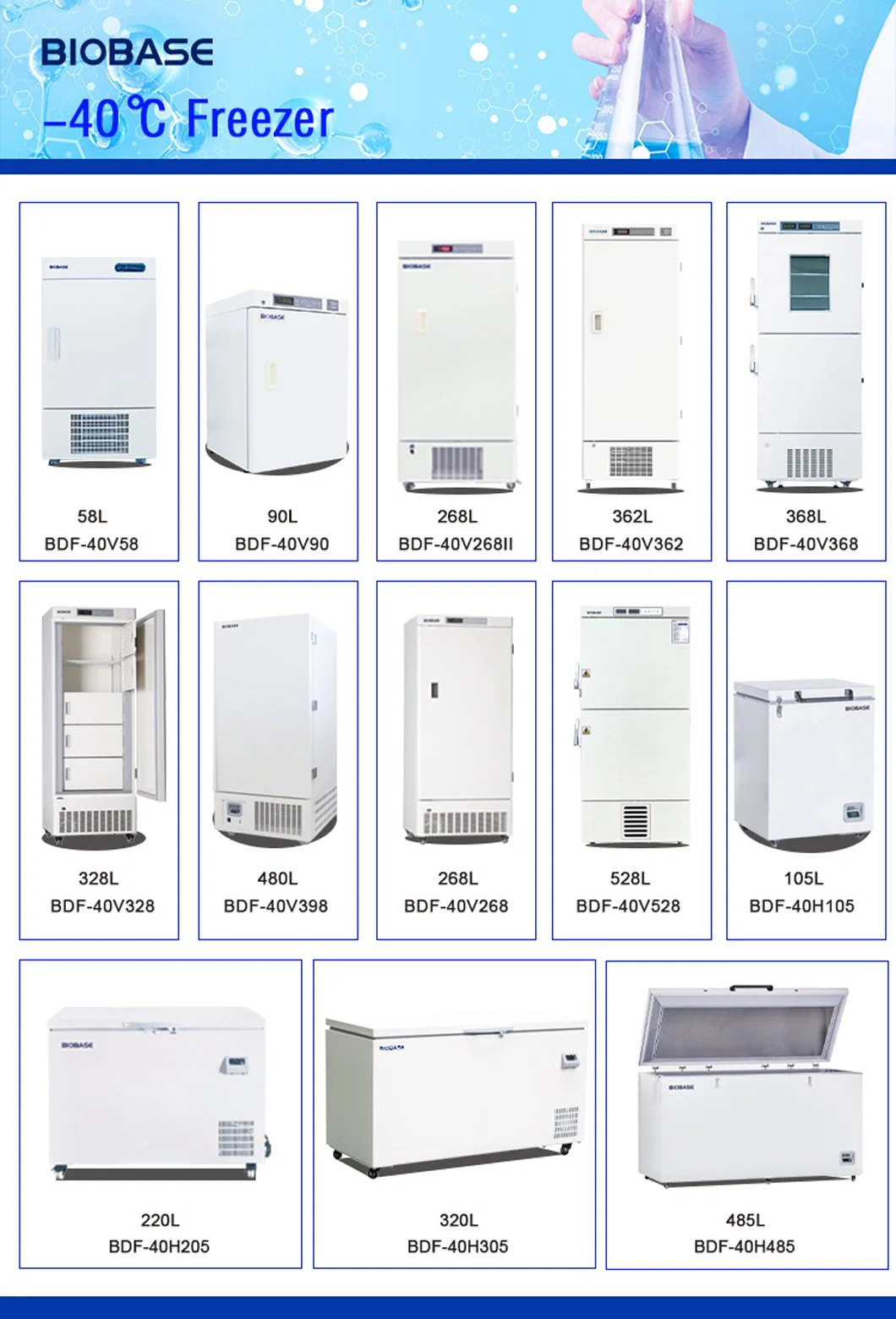 Biobase -40 Degree Freezer Bdf-40V362 Laboratory and Medical Cryogenic Equipments