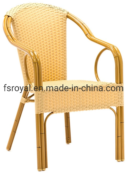 Comfortable Cane Dining Chairs for The Elderly with Armrest Wooden Look