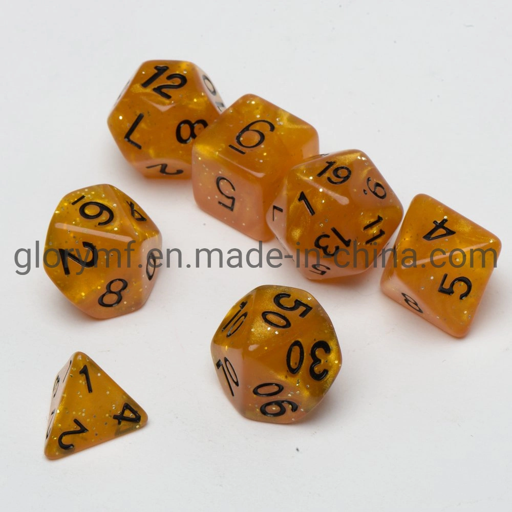 Multi-Side Engraved Number Dice Pearl Grain 7PC Dice Set