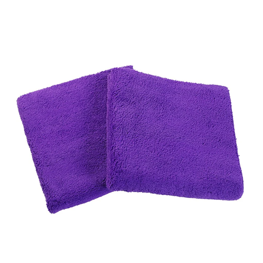 Soft 16X16 500 GSM Car Care Products Ultrasonic Cutting Edgeless Microfiber Towel for Car Wash Auto Detailing Buffing Polishing