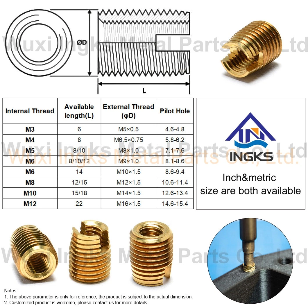 China Manufacturer Brass Flat Head Slotted Bottom Self-Tapping Threaded Inserts