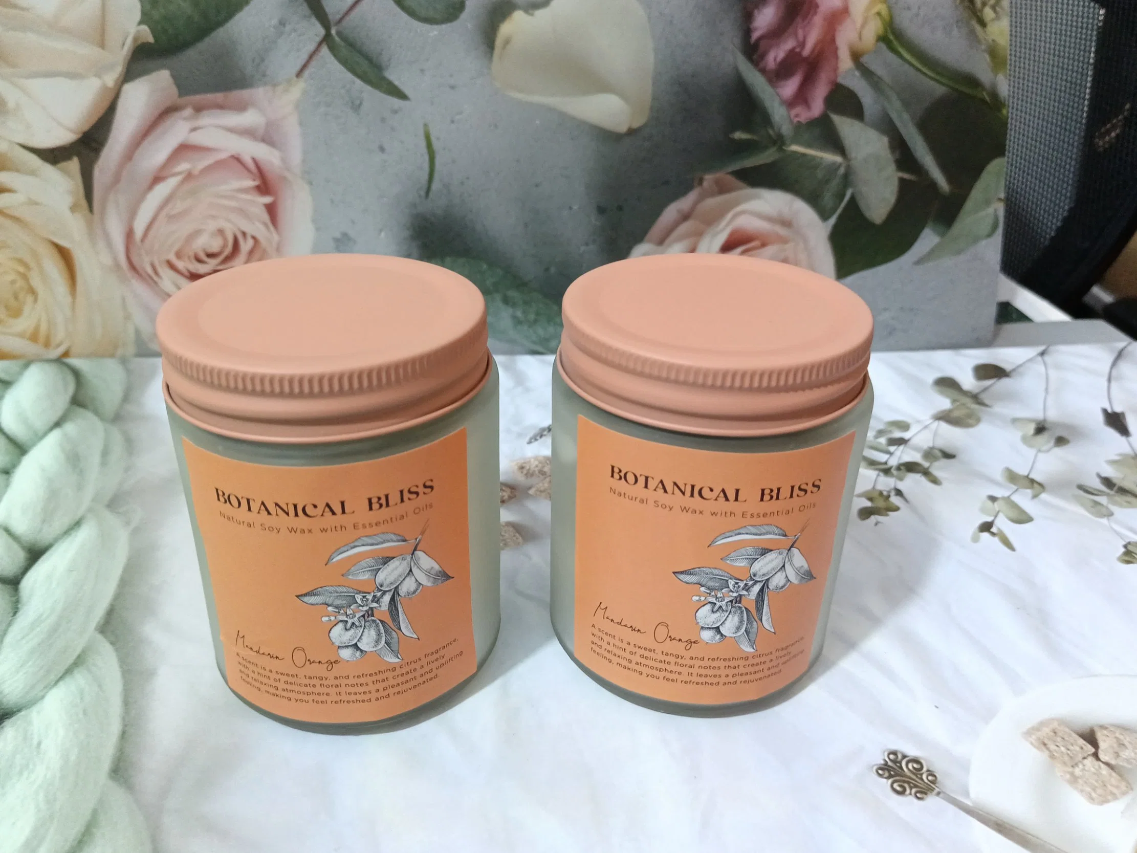 Private Label Vegan Dry Flower Soy Wax Luxury Lavender Aromatherapy Candles with Glass Lid