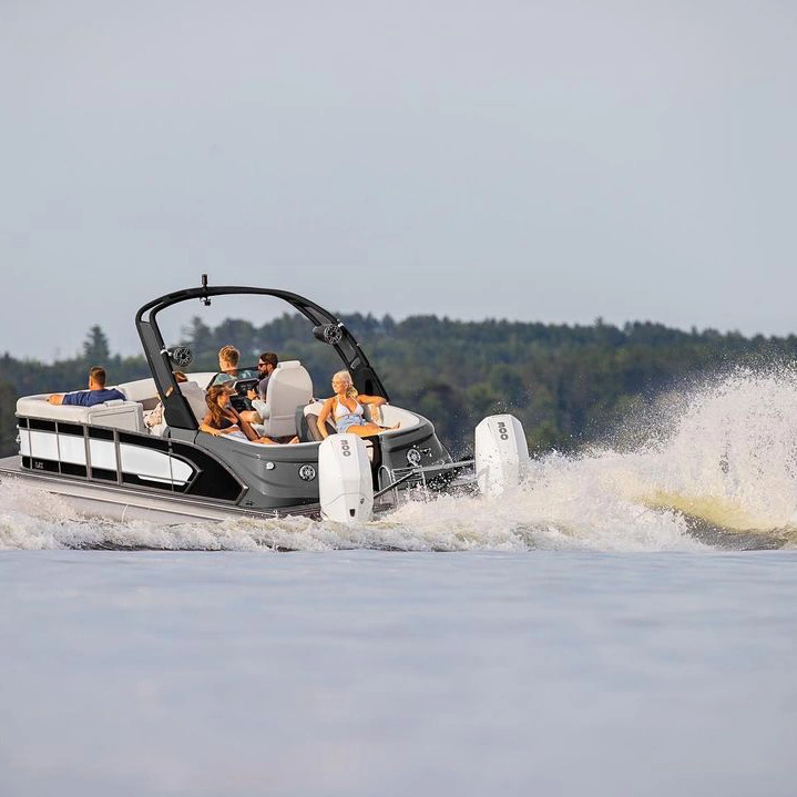 Custom Built Double-Deck Aluminum Pontoon Boat with Outboard Motor