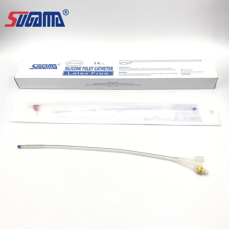 Medical Disposable Silicone Coated Latex Foley Male Catheter with Water Pouch