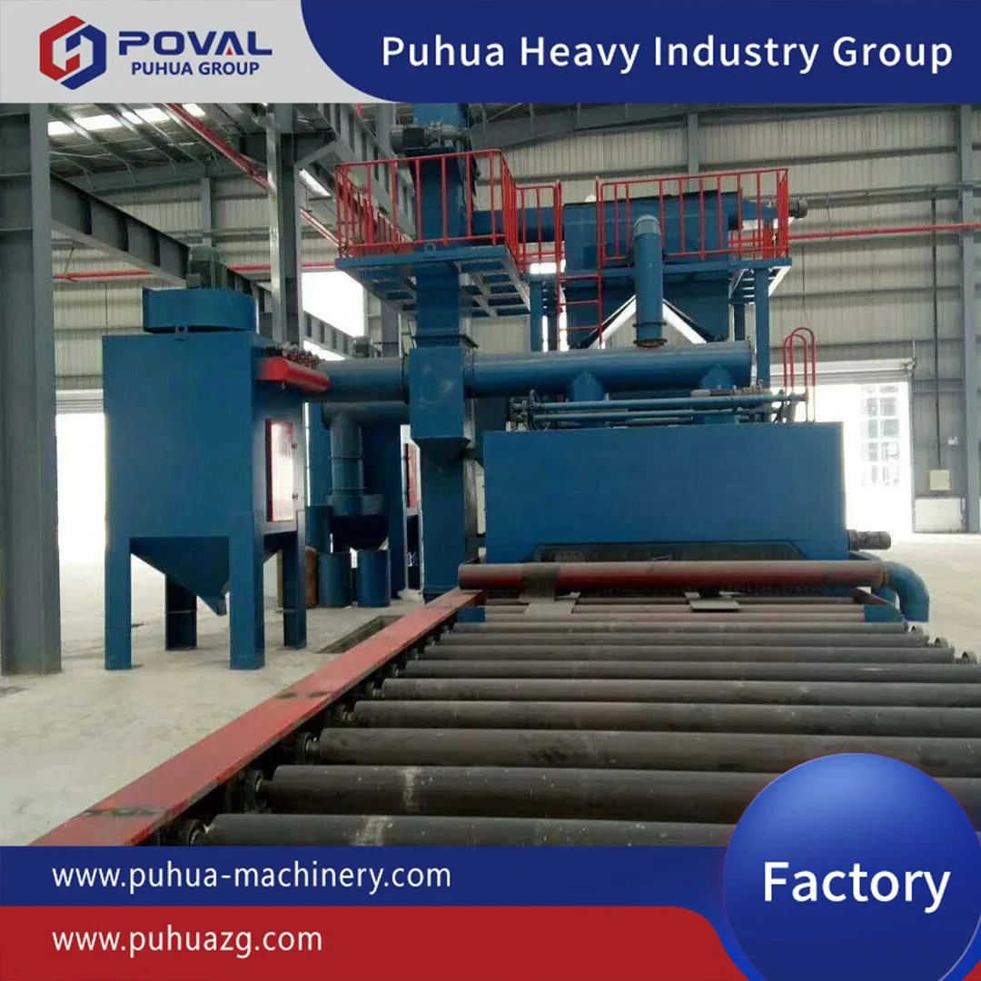 Roller Conveyor Type Steel Structure Plate Derusting Shot Blasting Machine