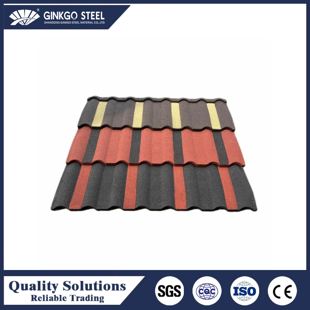Milano Style Roofing Sheet Easy Construction Rooftop Stone Coated Metal Steel Roofing Materials Algeria Yellow Color Roof Tile