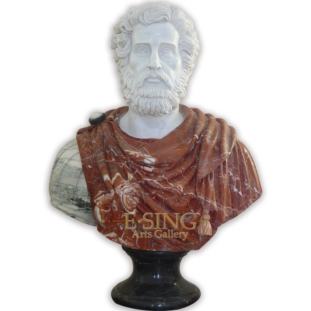 Customized European Style Indoor Decoration Head Sculpture Hand Carved Multicolor Antique Marble Roman Bust Statues