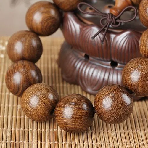 Venda por grosso de seda dourada Sandalwood Cordões Budista Rosário Bracelete Portátil Sandalwood