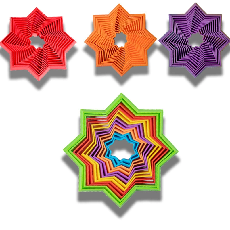 Amazon Colorful Magic Falling Circle Decoration Gyro Fidget Toys Eight-Square Spinner 3D Magic Star for Kids Game