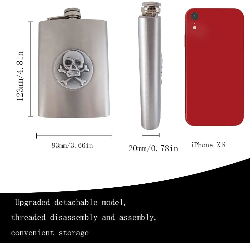 8 Oz Skull Ideal Leakproof Drinking Flask Stainless Steel Hip Flasks for Liquor Whiskey