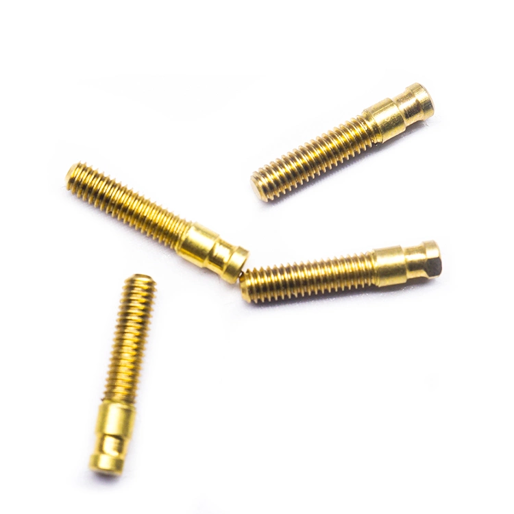 China Custom High Precision Fastener Brass Threaded Fitting Dowel Pin Brass Pin Outer Thread Solid Lock Pin