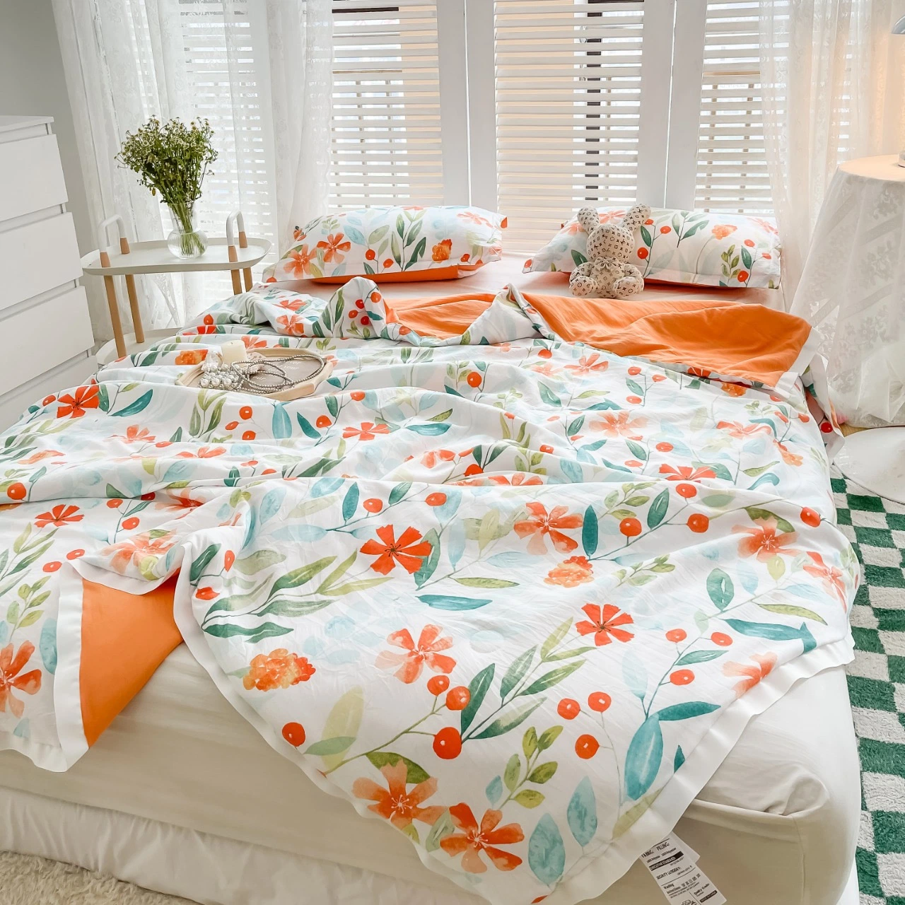 Koreanischer Stil Polyester Gedruckt Sommer Cool Quilt Klimaanlage Quilt Bettwäscheset Mit Bezug