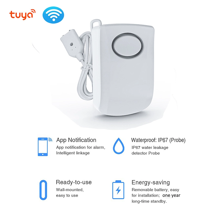 Tuya Smart Home Security Overflow Smart Wireless Systems Water Alarm Leakage Sensor Equipment WiFi Water Leak Alarm Detector