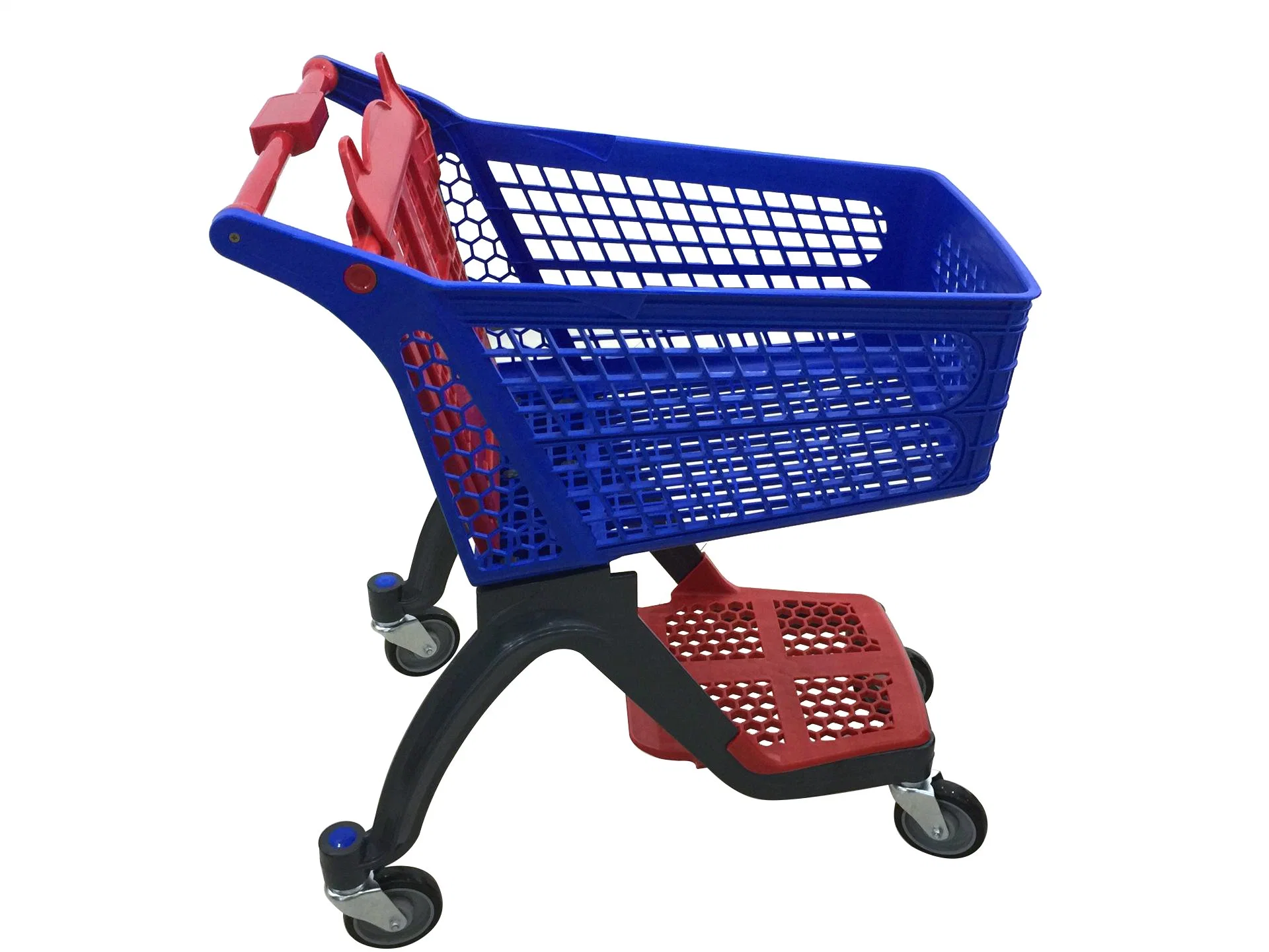 New Design Pure Plastic Hand Push Shopping Trolley for Supermarket Shop