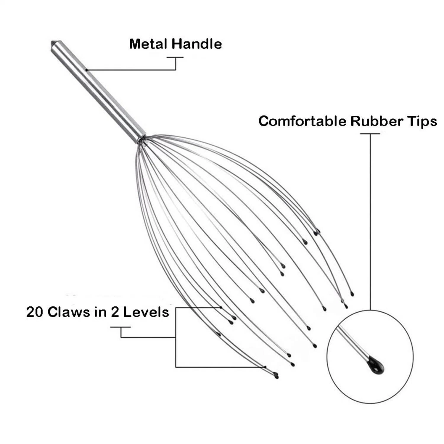 Dispositivo de bolsillo 20 dedos Masaje de Cabeza Tingler Scratcher calmante para el estrés para el cabello de la herramienta de estimulación y relajación