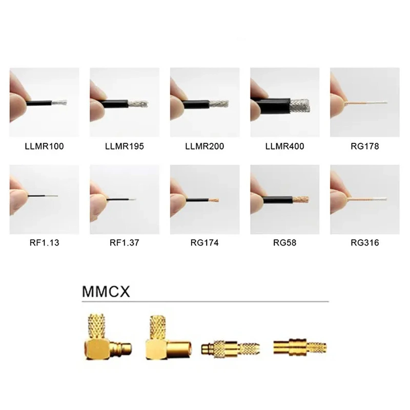 كابل مخصص 178 MMCX كابل متموج RF Coocial MMCX ذكر وكبل ذو مسننات لRFID