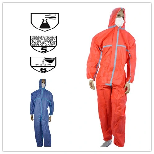 Disposable Type 5 6 SMS Ss PP PE Nonwoven Safety Coverall