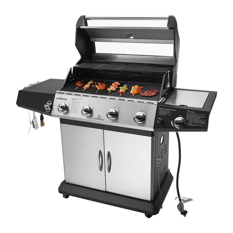 4 Burner with Glass Lid Gas BBQ Grill Outdoor Grill