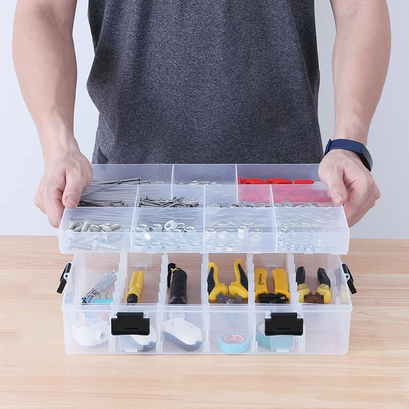 3608-O Plastic Tool Box Transparent Hardware Screw Container Box Portable Electrical Storage Box