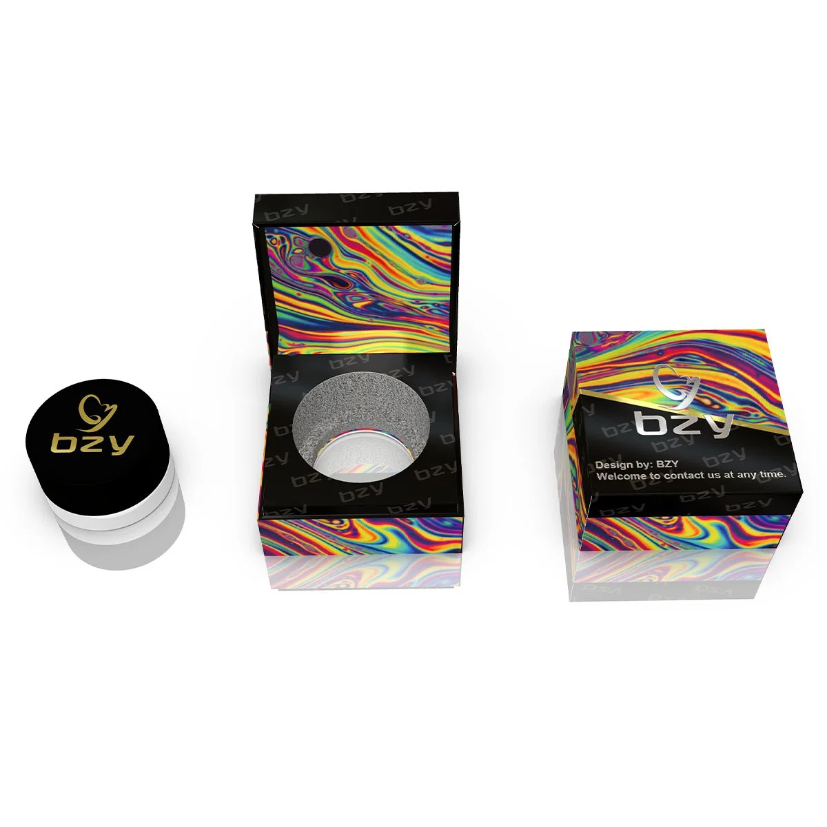 Custom 710labs Box Style 1ml 5ml Clamshell Container Glass Jars Magnetic Flip Ring Packaging Concentrate Box