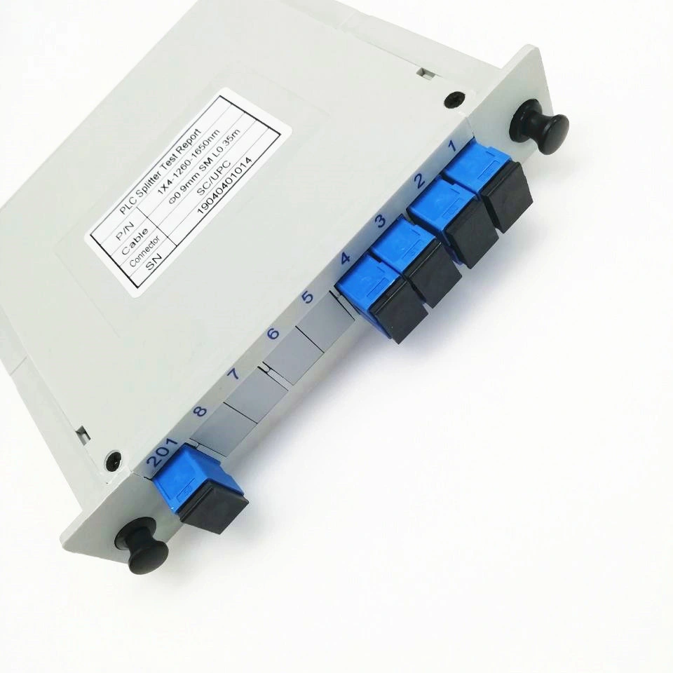 1*4 Optical Splitter Sc/Upc APC Fiber PLC Splitter Box with Insert Type